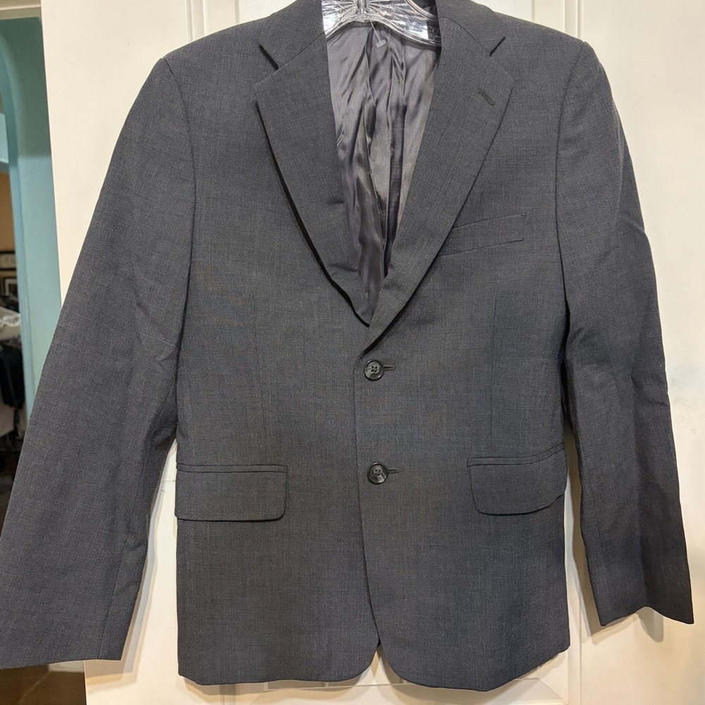 Nordstrom Boys Grey Wool Blend Two Button Blazer Suit Jacket Size 10 Special Occ